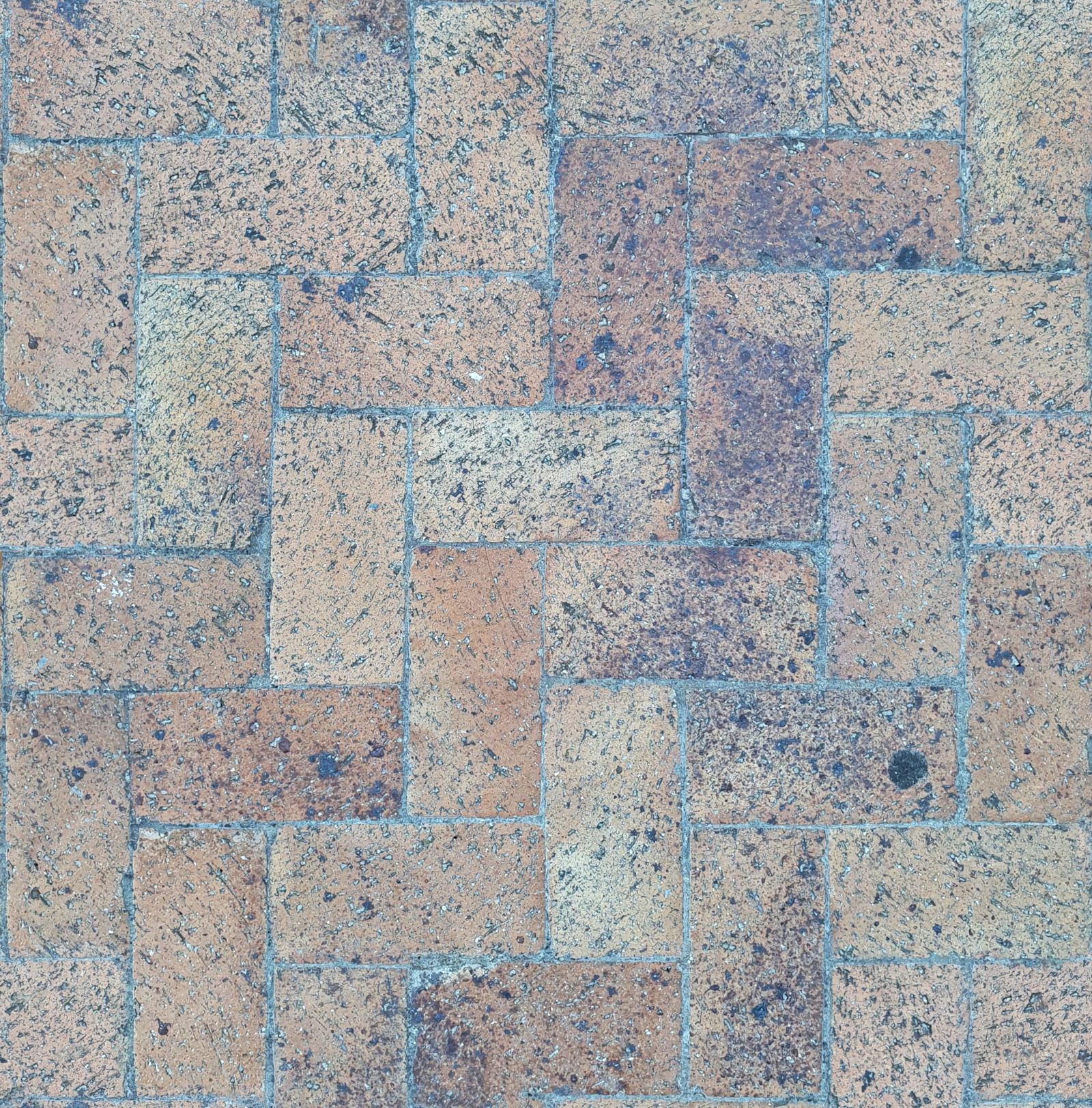 Herringbone brick paver pattern detail